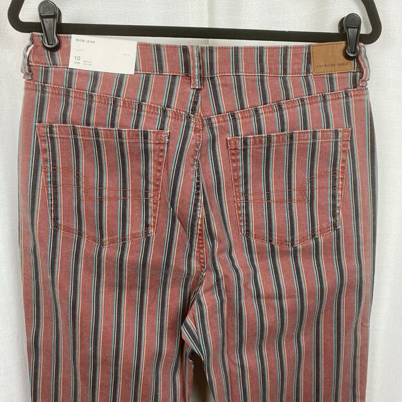 American Eagle Brick Red Stripe Mom Jeans Sz.10R NWT - Picture 11 of 14